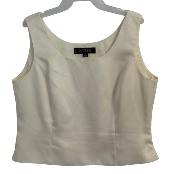 Kasper Petite Tank Top Sleeveless Career Interview‎ Side Zip Ivory 14P - Picture 1 of 6